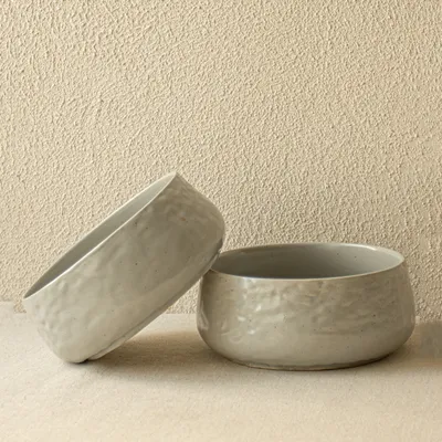 Round Belly Water Ripple Ceramic Fruit Salad Bowl