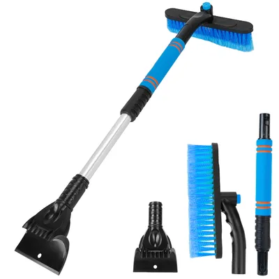 3 Color Options -- 1Pc 3 In 1 Windshield Ice Scraper Extendable Car Snow Removal Tool Telescoping Car Broom Snow Shovel Automobile Frost Removal