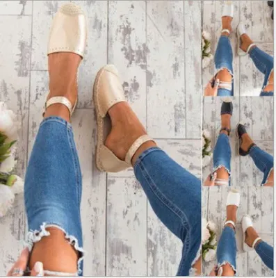 Women's flat buckle single shoes
