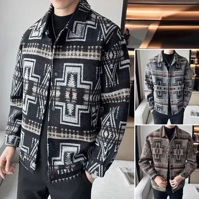 Men's Large Size Casual Retro Woolen Coat