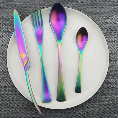 Stainless Steel Cutlery Set, Four Portable Frosted Western Tableware