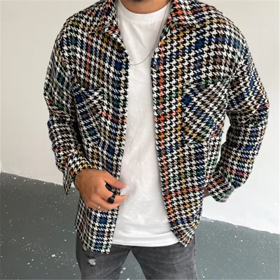 Men's Woolen Suit Jacket Loose Lapel
