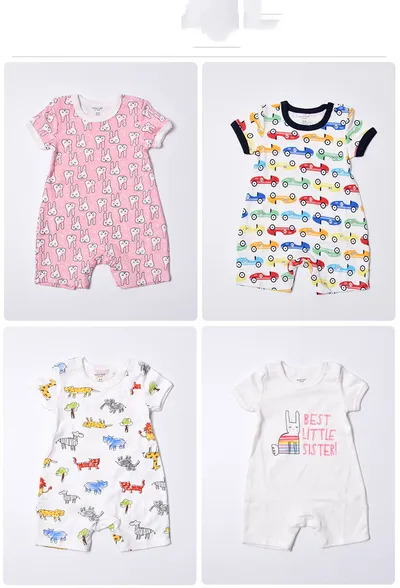 Cute Printed Cotton Short-Sleeved Baby Crawl