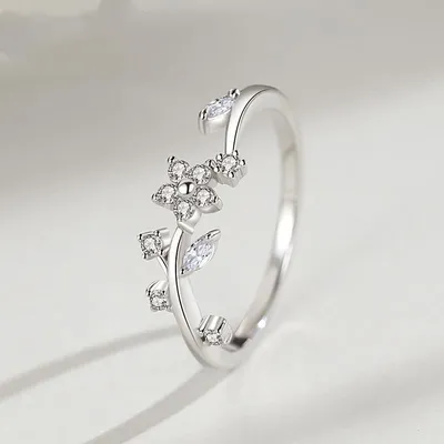 Small Flower Sterling Silver Ring Female Japanese And Korean Simple Index Finger Ring