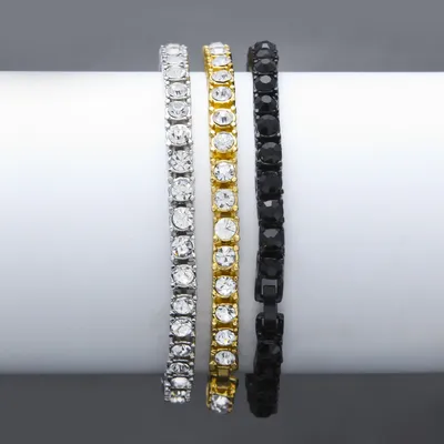Tin Alloy Gold Color Iced Bracelet Men's Hip Hop Chain Street Rock Jewelry