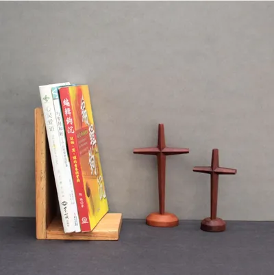 Pineapple Grid Wood Cross Small Ornaments Craft Gifts