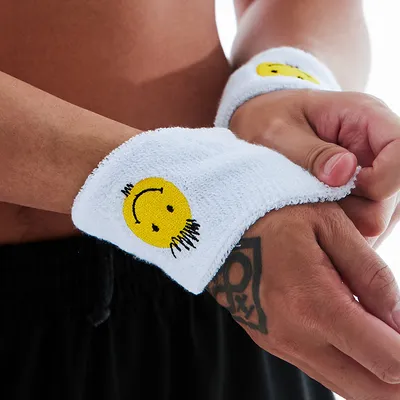 Male white smiley sports wrist brace