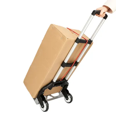 Portable Foldable Telescopic Trolley, Driver's Cart, Luggage Cart, Black