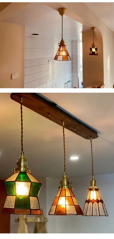 Japanese Retro Restaurant Bedroom Homestay Brass Glass Chandelier