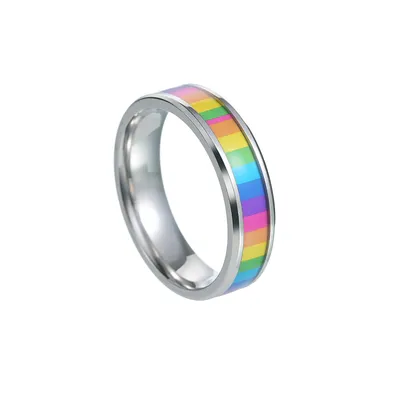 Men's Titanium Steel Rainbow Flag Ring