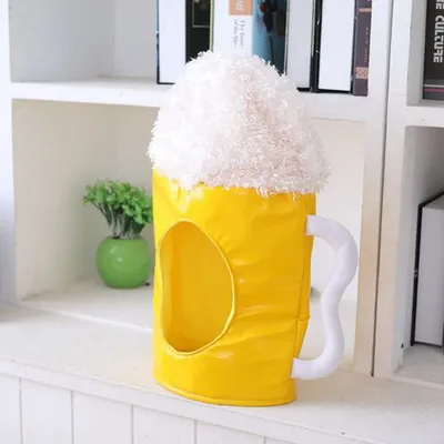 Plush cute photo funny Japanese beer headgear