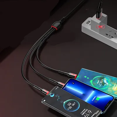 Fast Charge Data Cable One Drag Three 66W Braided USB