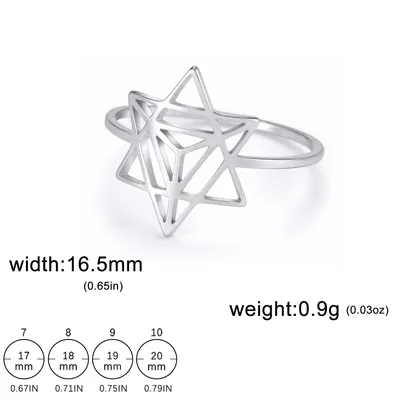 Stainless Steel Six-pointed Star Inlaid Ring