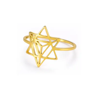 Stainless Steel Six-pointed Star Inlaid Ring