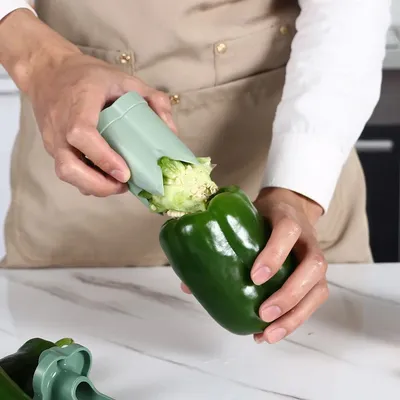 2-in-1 Fruit Pepper Corer Color Pepper Corer Seed Removing Tool Portable Kitchen Utensil Reusable Fruit Vegetable Coring Tool
