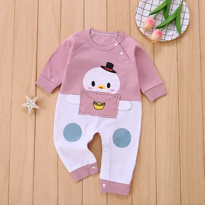 Long-sleeved cotton romper baby suit