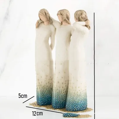 Three Female Resin Sculpture Crafts Ornaments Hand-painted Angel Desktop Decorations
