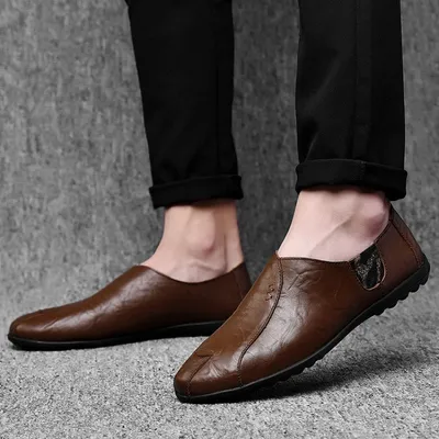 New peas shoes men's Korean leather shoes men's lazy pedal