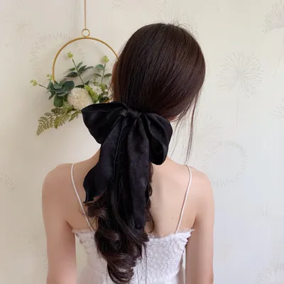 Silk satin oversized bow hair tie