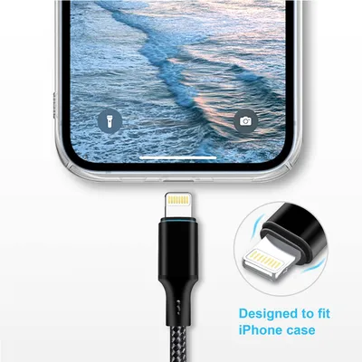 150cm 180cm USB Charging Cable A Pple MFi Certified, Nylon Braided Jacket,Black Premium Series