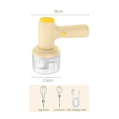 2 In 1 Electric Garlic Chopper USB Rechargeable Vegetable Chili Meat Ginger Masher Handheld Multipurpose Kitchen Gadgets
