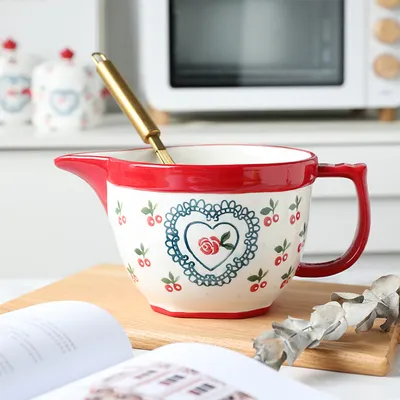 Sharp-mouthed Ceramic Handle Home Baking Sauce And Egg Bowl