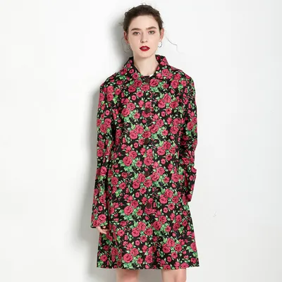 Rose Trench Coat Mid-length Women