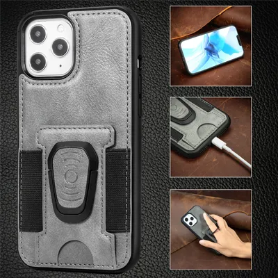 Ring Magnetic Snap Leather Phone Case