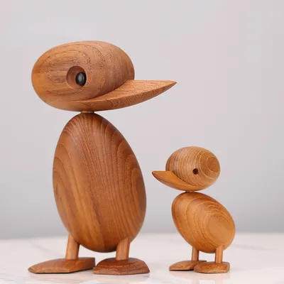 Puppet Decoration Simple Creative Cute Duck Wooden Craft Gift