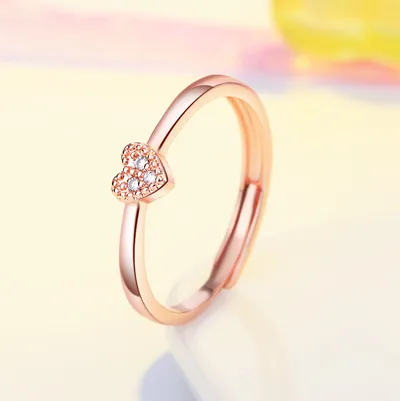 Japan And South Korea Simple Heart-shaped Opening Ring Women