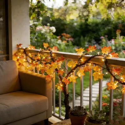 9.52FT  144 LED Autumn Decorative Lights, Home USB-powered Waterproof Autumn Wreath, Suitable For Indoor And Outdoor Decoration During Halloween And Thanksgiving