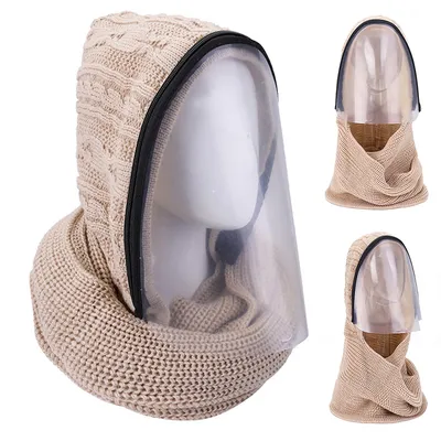 Outdoor Sports Headwear Scarves Transparent Hooded Sdult Hat Winter Scarf Warm Full Face Scarf Cycling Scarves Full Face Mask
