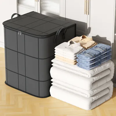 Large Capacity Clothes Storage Bag, Wardrobe Organizer For Clothing & Quilts, Ideal For School & Moving Luggage Storage