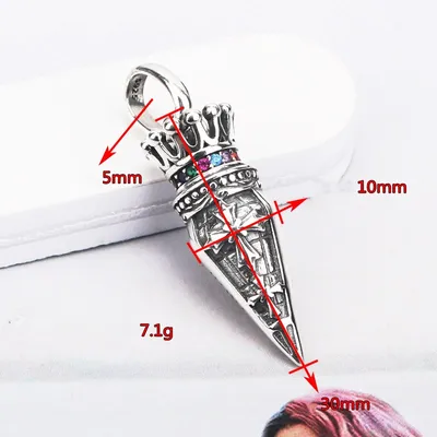 S925 Sterling Silver Simple Cross Crown Shield Pendant