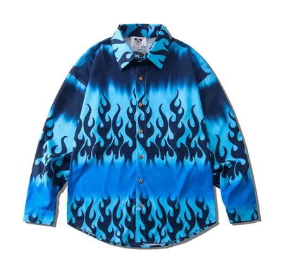 Tie Dye Flame 3D Print Long Sleeve Shirt