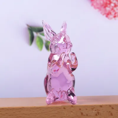 Crystal Crafts Blue Gold-painted Ears Lying Rabbit Standing Glaze Colorful Desktop Bedroom Decoration