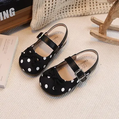 2026 Summer Fairy Style Baby Girls Closed Toe Ballet Sandals Bow Polka Dot Vintage Mary Jane Shoes
