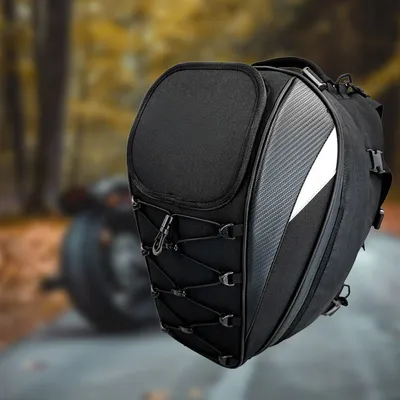 Motorcycle Rear Seat Tail Bag Motorbike Luggage Helmet Storage Backpack Grey