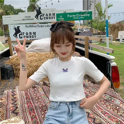 Trendy Short High-waist Slim-fit Crop Top