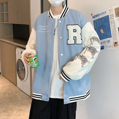 Coat Men's Hong Kong Style Trendy Brand Ins Loose Sports Baseball Uniform Harajuku Style Retro Casual Jacket Top