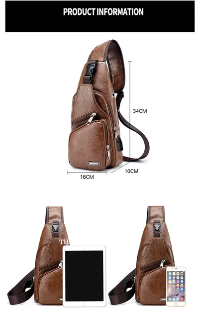 USB Portable Charging Chest Bag Messenger Bag