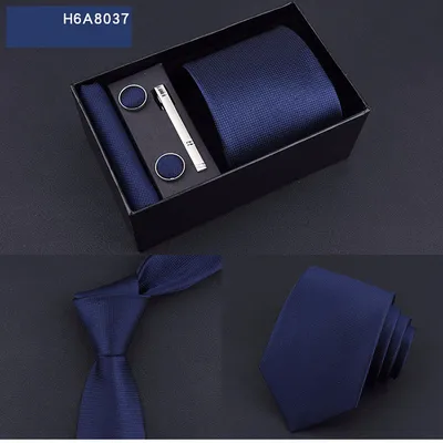 Business 8cm Striped Blue Black Tie