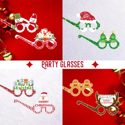 Christmas Children's Paper Glasses Party Decoration Supplies