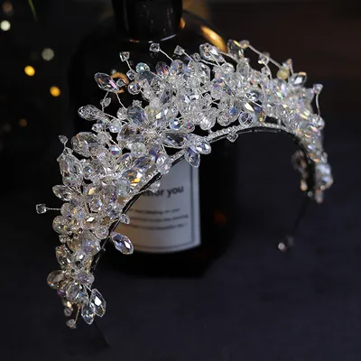 Handmade Transparent Crystal Beaded Super Flash Hair Hoop