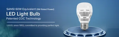 SANSI 60W Equivalent LED Light Bulbs, 22-Year Lifetime,  900 Lumens With Ceramic Technology,  Non-Dimmable, E26 Base, A15 Size, Energy-Efficient & Safe 9W For Home Lighting