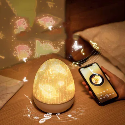 Night Light Dinosaur Eggshell Rotating Projector Romantic Starry Desk Lamp Colors Changing Gift For Children And Party