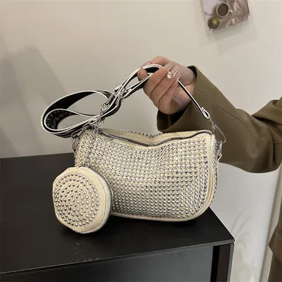 Rhinestone Shoulder Bag With Small Purse Fashion Party Underarm Crossbody Bag For Women Luxury