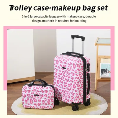 طقم حقائب سفر من قطعتين، 20 بوصة، مع حقيبة مكياج، حقيبة سفر صلبة قابلة للتوسيع وخفيفة الوزن مقاس 20 بوصة، عجلات دوارة 360 درجة، حقيبة سفر كبيرة وخفيفة الوزن. خطاف جانبي، قفل مستقل.