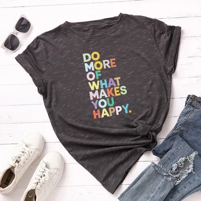 Women's Loose Round Neck Short-sleeved T-shirt With Letters