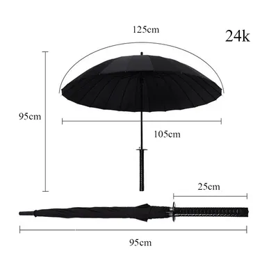 24 Bone Long Handle Samurai Sword Handle Umbrella Creative Personality
